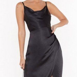 Cowl Play Satin Maxi Dress